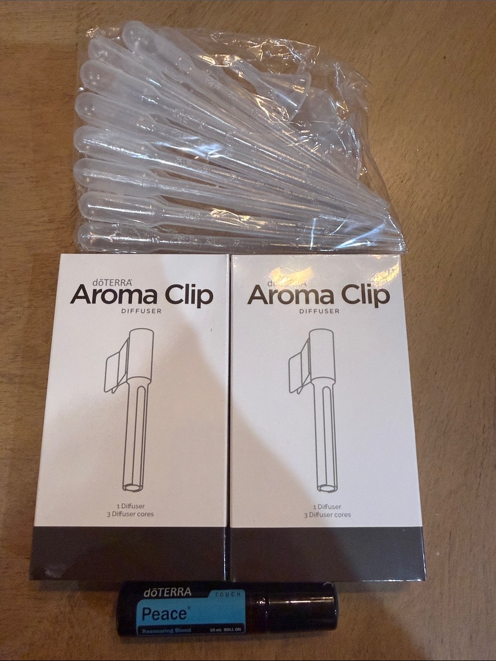 doTERRA Aroma Clip Diffuser - set of 2/Peace Reassuring Blend/Bot Droppers.